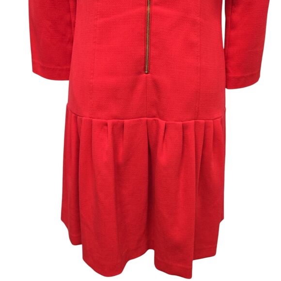 Eliza J‎ Women’s Round Neck Long Sleeve Mini Sheath Dress Size 10 Red Drop Waist - Picture 12 of 12